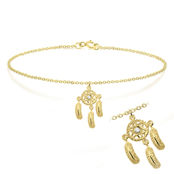 Dream Cather with Tiny Rhinestone Anklet ANK-190-GP
